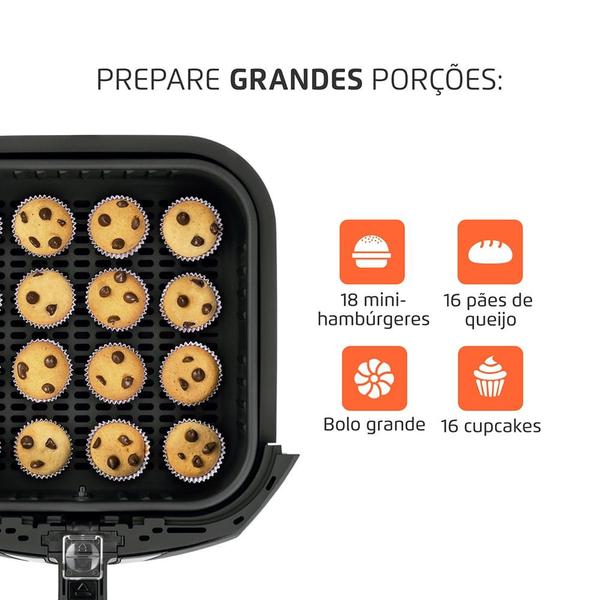 Imagem de Fritadeira Elétrica Air Fryer Mondial Pratic AFN-60-BI 6L Preta/Inox - 220V