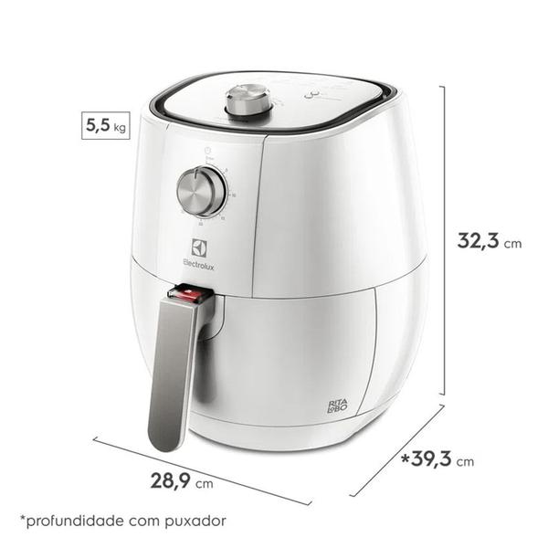 Imagem de Fritadeira Elétrica AirFryer Electrolux 3,2L  Efficient Rita Lobo EAF11 Mecânica  Branca1400W 127V