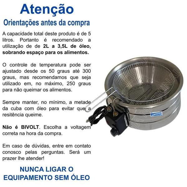 Imagem de Fritadeira Elétrica com Óleo 5L 110V Tacho Redondo Pastel Coxinha Batata Salgado Loja Nacional