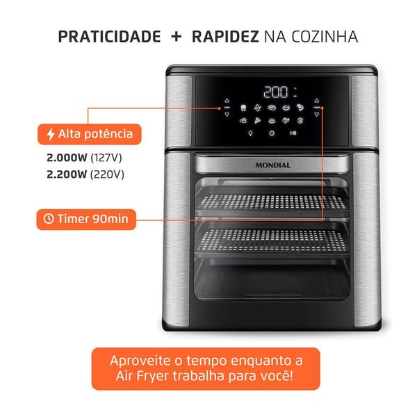 Imagem de Fritadeira Elétrica Forno Oven 12L Mondial AFON-12L-BI