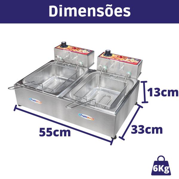 Imagem de Fritadeira Elétrica Industrial Inox 2 Cubas 5 Litros com Cesto