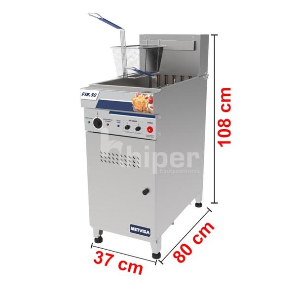 Fritadeira Eletrica Industrial Metvisa 30 Litros Agua E Oleo 12.000w 2 Termostatos Gabinete Em Inox Trifásico -Fie30M Imagem de Fritadeira Eletrica Industrial Metvisa 30 Litros Agua E Oleo 12.000w 2 Termostatos Gabinete Em Inox Trifásico -Fie30M
