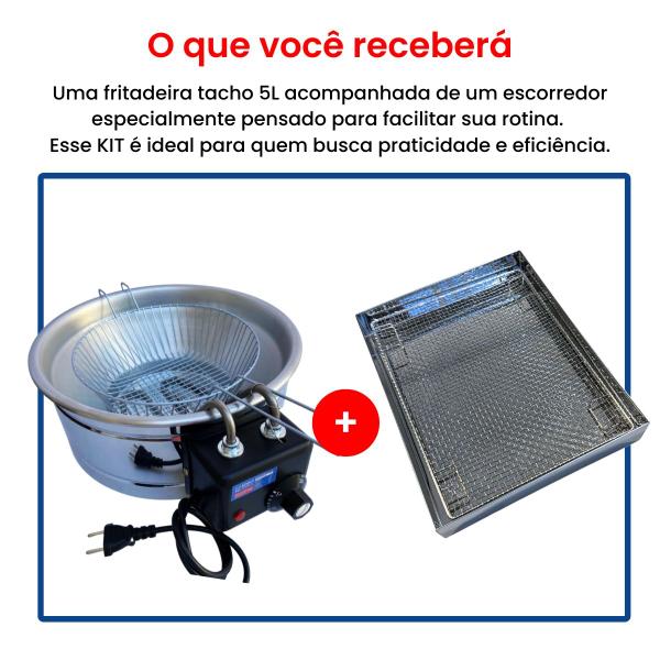 Imagem de Fritadeira Elétrica Industrial Tacho Redondo 5L com Escorredor 