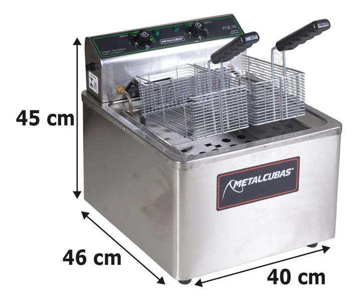 Imagem de Fritadeira Elétrica Metalcubas FOE 15 M Zona Fria Pedestal 5000W