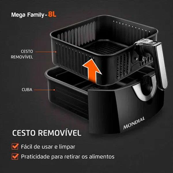 Imagem de Fritadeira Elétrica sem Óleo 8L Air Fryer AFN-80-BI 1900W Mondial