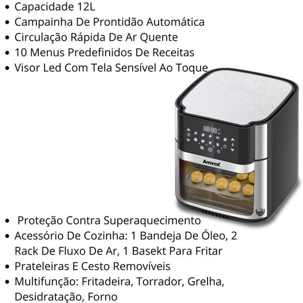 Imagem de Fritadeira Elétrica sem Óleo/Air Fryer Amvox- ARF 1412 Oven 12L 220V