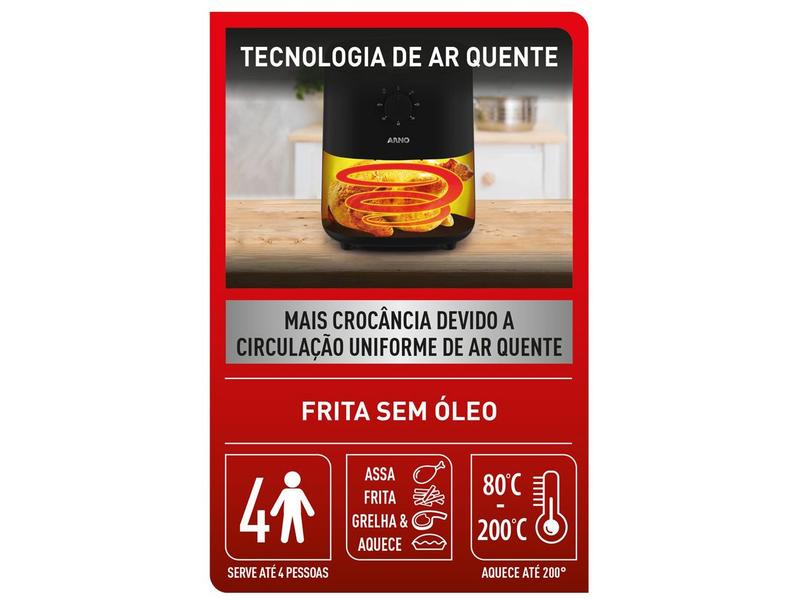 Imagem de Fritadeira Elétrica sem Óleo/Air Fryer Arno Airfry Essential AFE3 Preta com Timer 3,5L