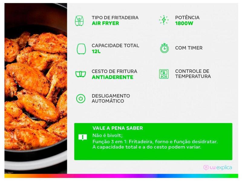 Imagem de Fritadeira Elétrica sem Óleo/Air Fryer Britânia - Oven BFR2100 Preta 12L com Timer