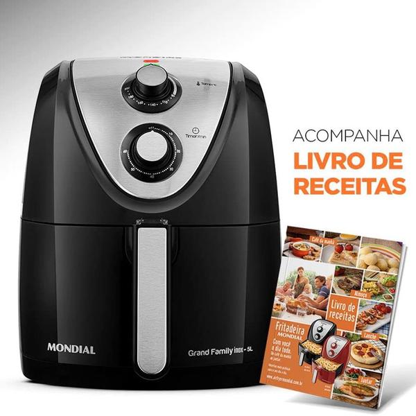 Imagem de Fritadeira Elétrica Sem Óleo Air Fryer Mondial 5L Grand Family AFN-50 Timer 1900W 127V