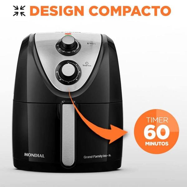 Imagem de Fritadeira Elétrica Sem Óleo Air Fryer Mondial 5L Grand Family AFN-50 Timer 1900W 127V