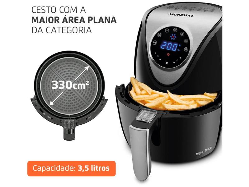 Imagem de Fritadeira Elétrica sem Óleo/Air Fryer Mondial - AF-30-DI Preto 3,5L com Timer