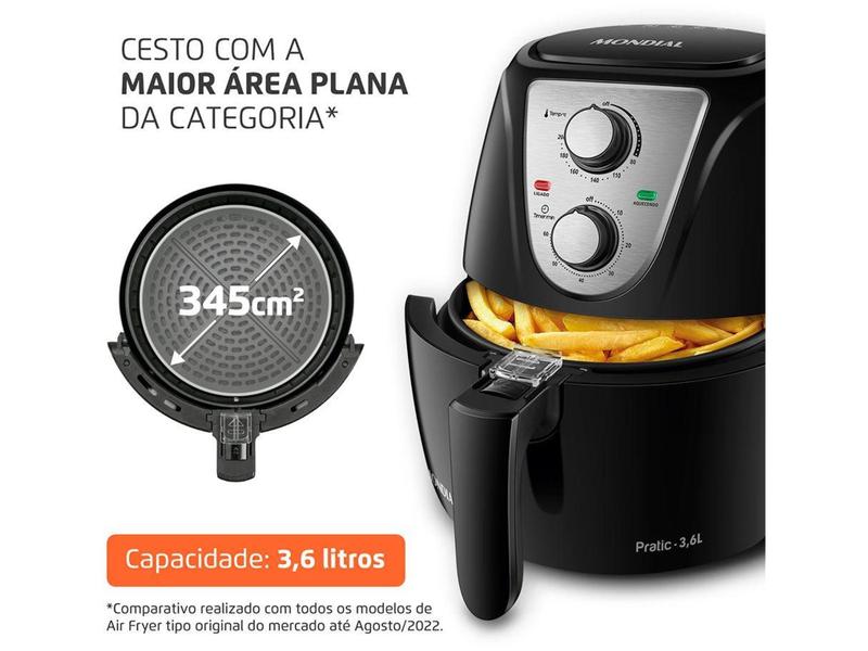 Imagem de Fritadeira Elétrica sem Óleo/Air Fryer Mondial AF-36-BI Preta com Timer