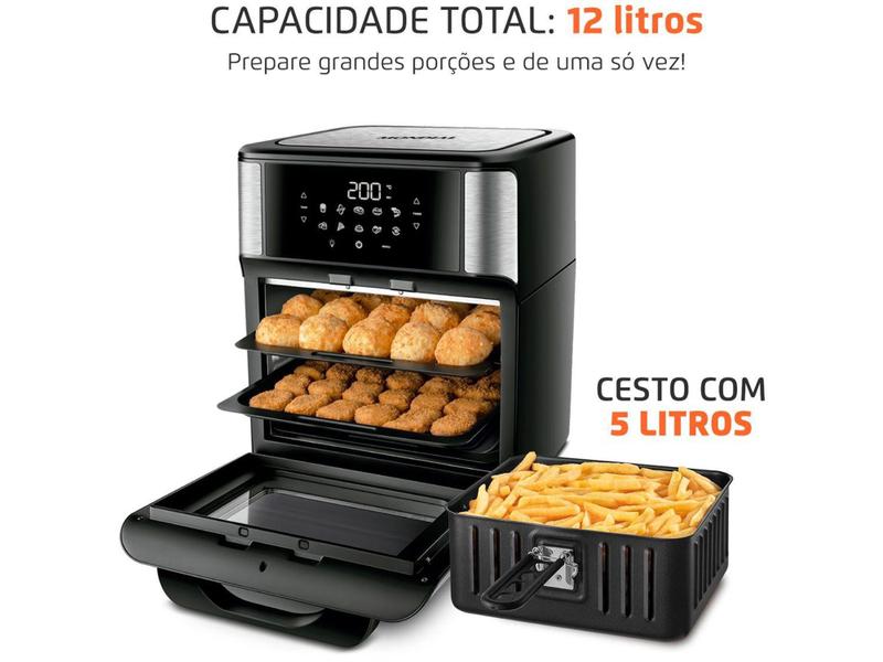 Imagem de Fritadeira Elétrica sem óleo/Air Fryer Mondial - AFO-12L-BI Oven Preta 12L com Forno