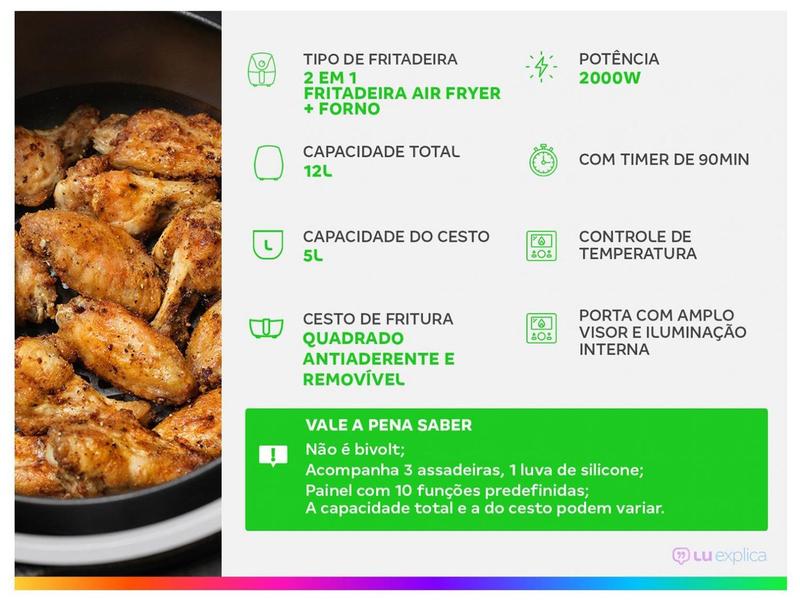 Imagem de Fritadeira Elétrica sem Óleo/Air Fryer Mondial Forno Oven AFON-12L-BI Preta 12L