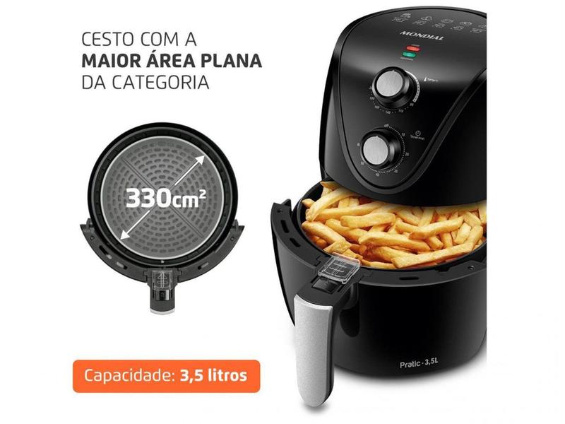 Imagem de Fritadeira Elétrica sem Óleo/Air Fryer Mondial Pratic AF-31 Preta 3,5L com Timer