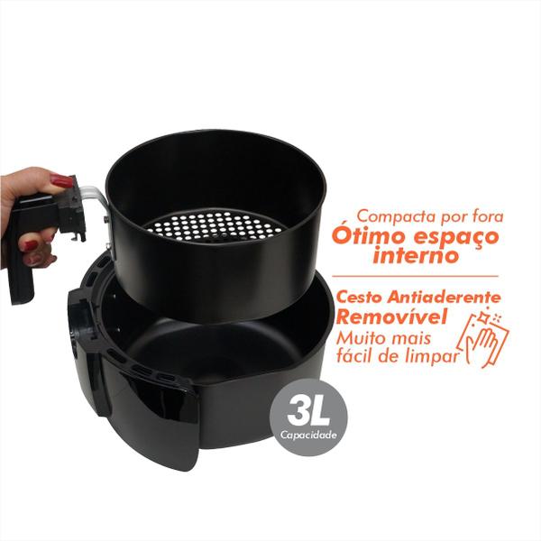 Imagem de Fritadeira Elétrica sem Óleo Air Fryer Tronos AF4001-M - 3 Litros - 1400W - Preto