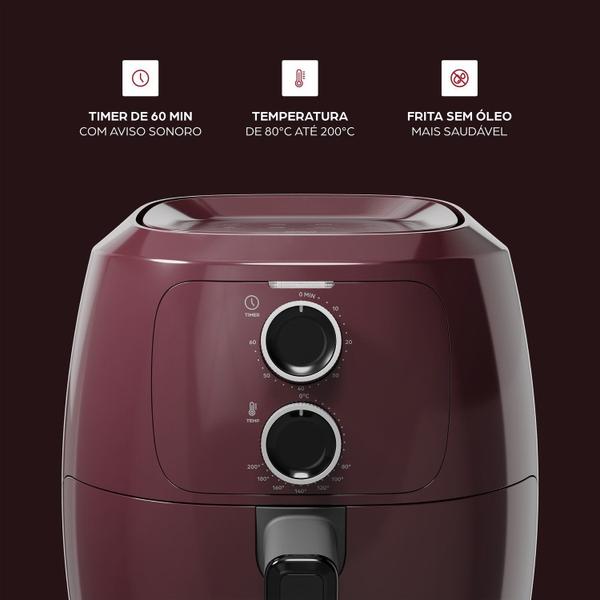 Imagem de Fritadeira Elétrica sem Óleo Vermelha Wap Air Fryer Potência de 1500w Antiaderente 220v