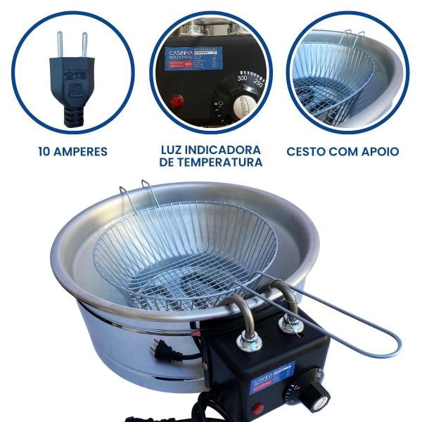 Fritadeira Industrial Elétrica Tacho Profissional 5L Batata Pastel Óleo - Casinha Industrial Imagem de Fritadeira Industrial Elétrica Tacho Profissional 5L Batata Pastel Óleo