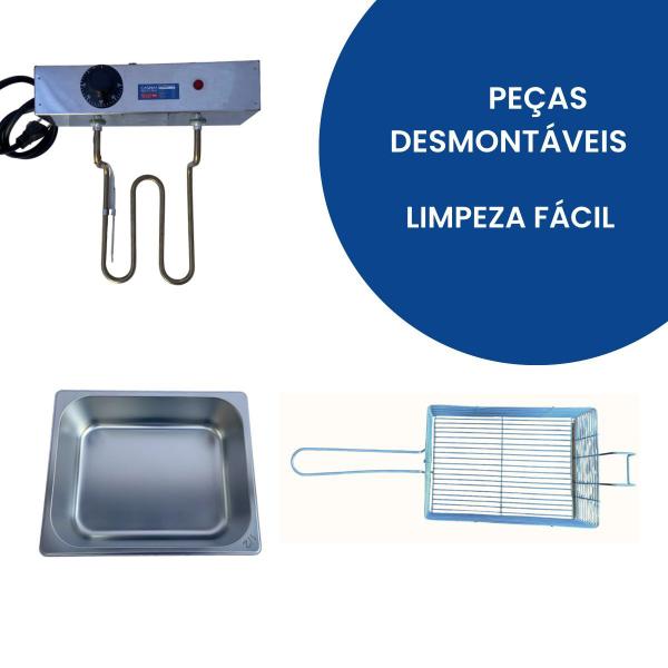 Fritadeira Industrial Elétrica TOP Cuba Profissional 5L Salgados Boni nho Kibe Coxinha - Casinha Industrial - Grupo Três Imagem de Fritadeira Industrial Elétrica TOP Cuba Profissional 5L Salgados Boni nho Kibe Coxinha - Casinha Industrial