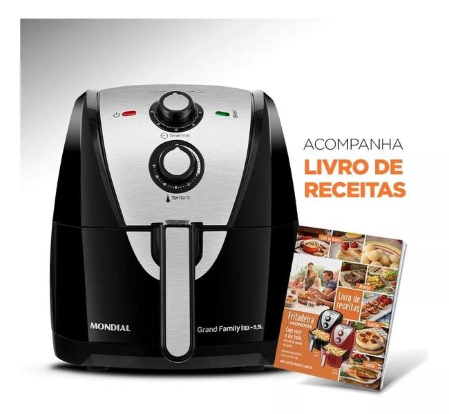 Imagem de Fritadeira Mondial Sem Óleo Air Fryer Af-55i 5,5l Preto e Inox 127V