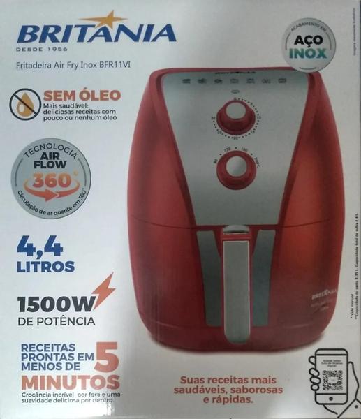 Imagem de Fritadeira Sem Óleo Air Fry Britania Vermelha1500w 4,4 Litros 110v