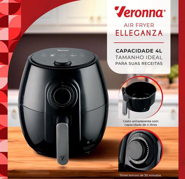 Imagem de Fritadeira Sem Óleo Air Fryer 4l Veronna Elleganza Vaf1400 Preto 220v