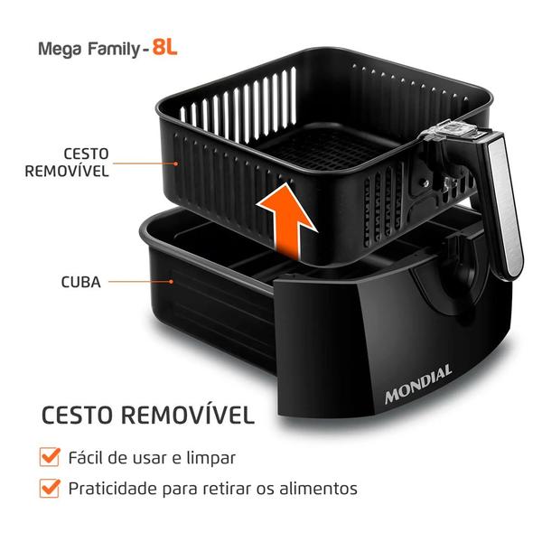 Imagem de Fritadeira sem óleo air fryer 8l 1900w afn-80-fb preto 127v