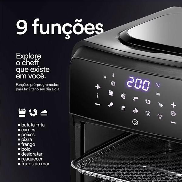 Imagem de Fritadeira Sem Óleo Air Fryer Toutch EAF12I 220V EOS com Moedor Sal e Pimenta Duplo Tramontina