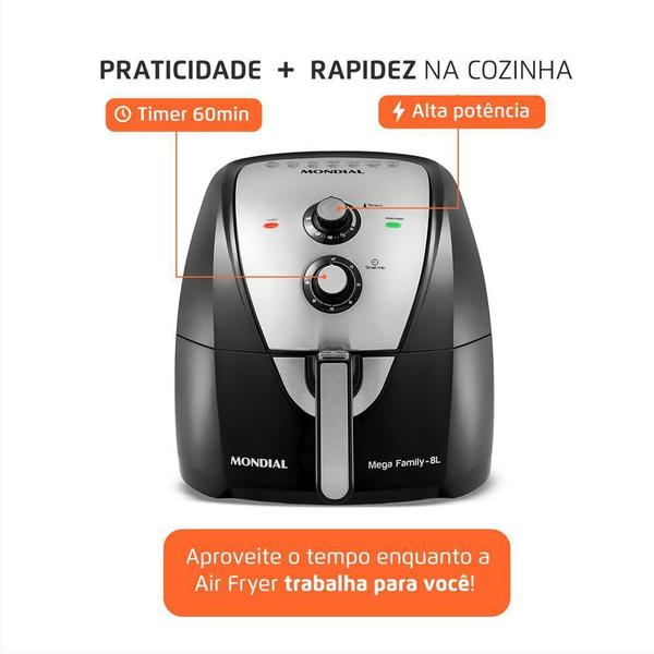 Imagem de Fritadeira Sem Óleo Mondial 8L 1900W Preta - Afn-80 - 127V