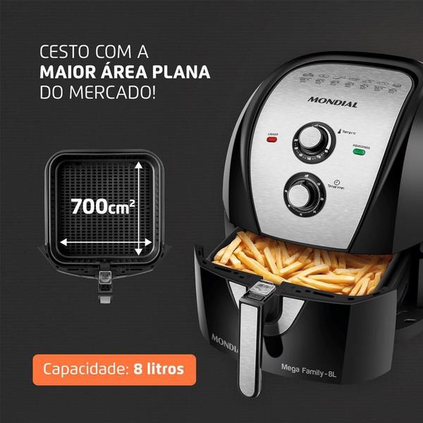 Imagem de Fritadeira Sem Óleo Mondial 8L 1900W Preta - Afn-80 - 220V