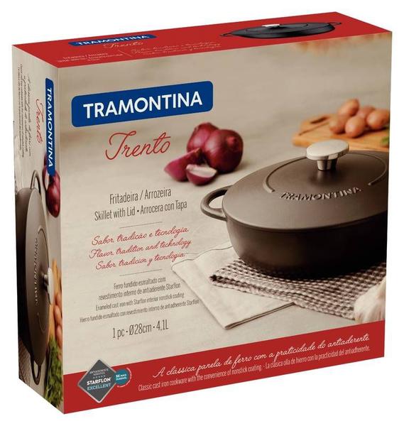 Imagem de Fritadeira tramontina trento em ferro esmaltado com revestimento interno em antiaderente starflon excelent 28 cm 4,1 l