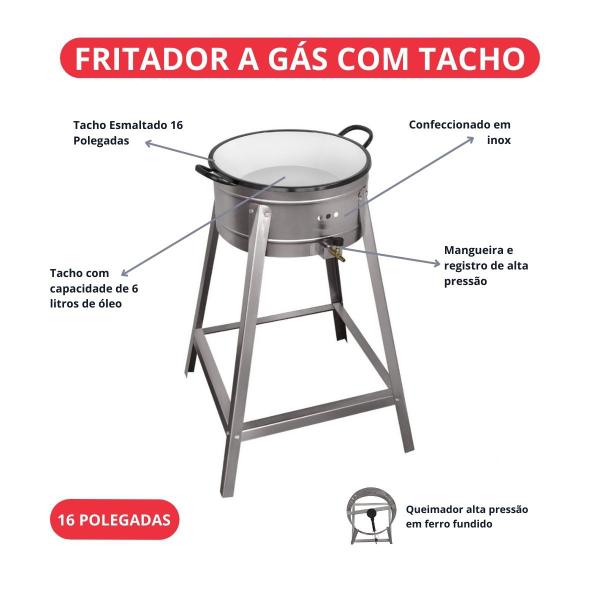 Imagem de Fritador a Gás com Tacho Inox 16 Polegadas 6L Cefaz