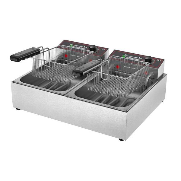 Imagem de Fritador Fritadeira Tacho Fritura 2 Cuba Elétrico Monofásico 6L Frce6 Metalcubas 127V