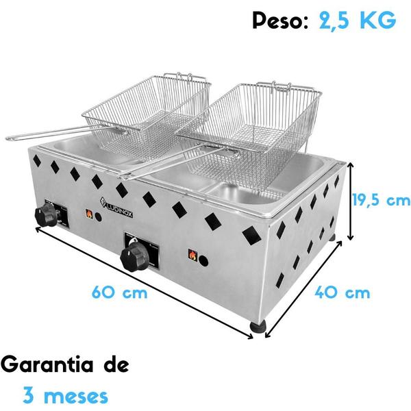 Imagem de Fritador Industrial A Gás 2 Cubas 10 Litros Salgados Batatas