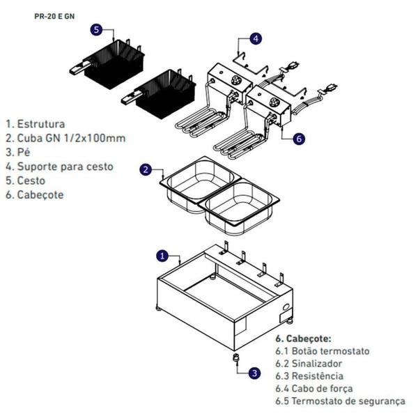 Imagem de Fritador Retangular Progás PR-20 E GN Elétrico 220v 10 Litros Com 2 Cestos P41526