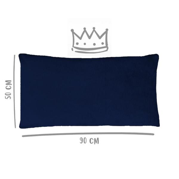 Imagem de Fronha Avulsa King 50cm x 90cm Plush Microfibra Fleece Azul Marinho Arrumadinho Enxovais