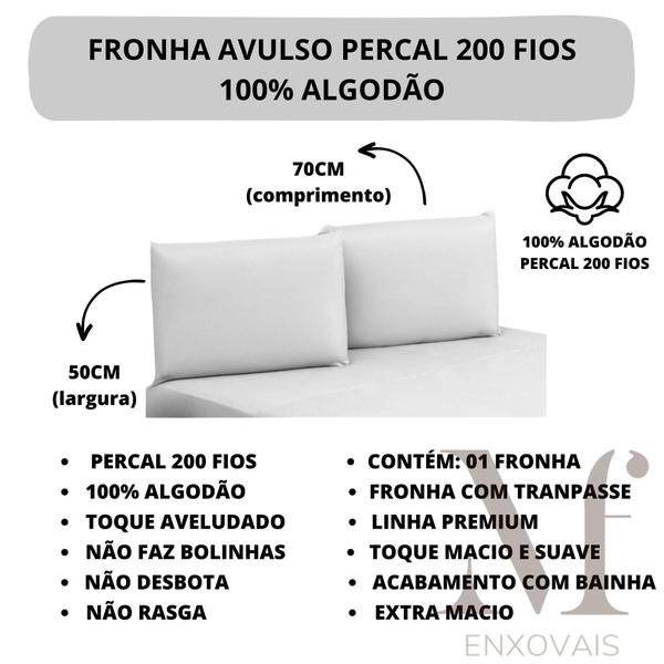 Imagem de Fronha Avulso Percal 200 Fios 100% Algodão 01 Peças Tecido Grosso Muito Macio Lindo para Revenda