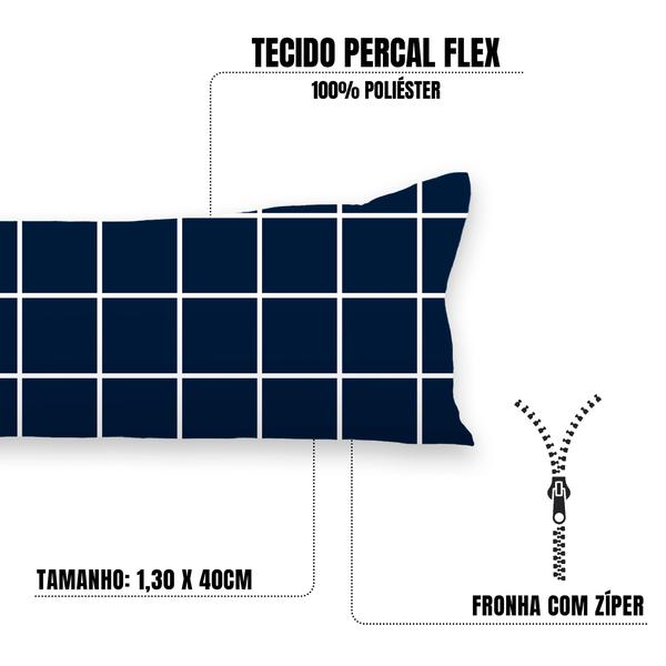 Imagem de Fronha C/ Zíper 1,30x40cm Percal Flex Estampado 400 fios Travesseiro Xuxão Toque Macio