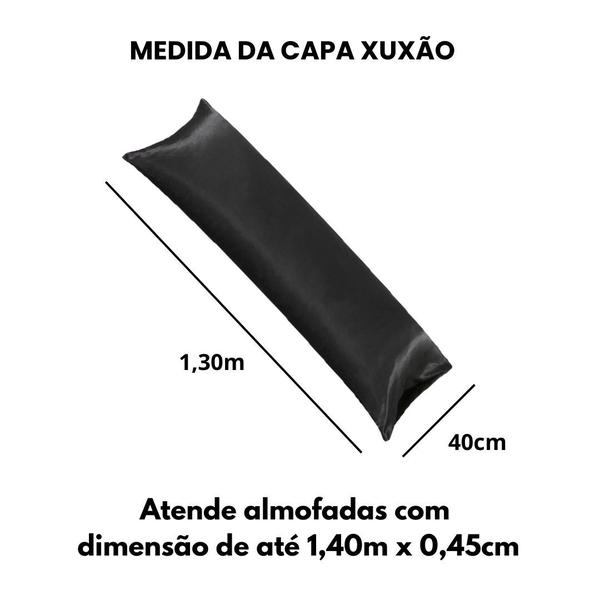 Imagem de Fronha Capa Travesseiro Corpo Xuxão Cetim Preto 1,30x0,40