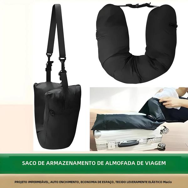 Imagem de Fronha de Pescoço para Viagem - Bolsa de Armazenamento para Travesseiro Inflável