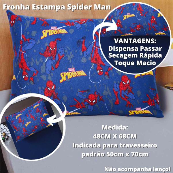 Imagem de Fronha Infantil Homem Aranha 50X70cm Avulsa Teia Azul