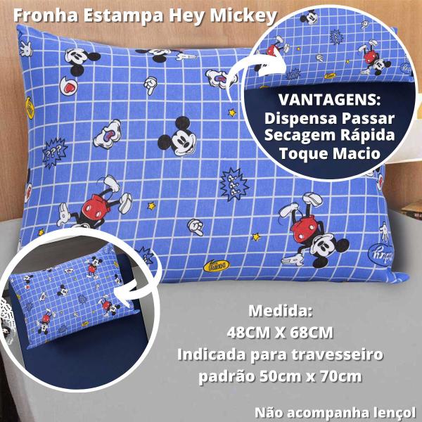 Imagem de Fronha Infantil Mickey Disney Avulsa Meninos Malha 100% Algodão 48cm x 68cm Portallar