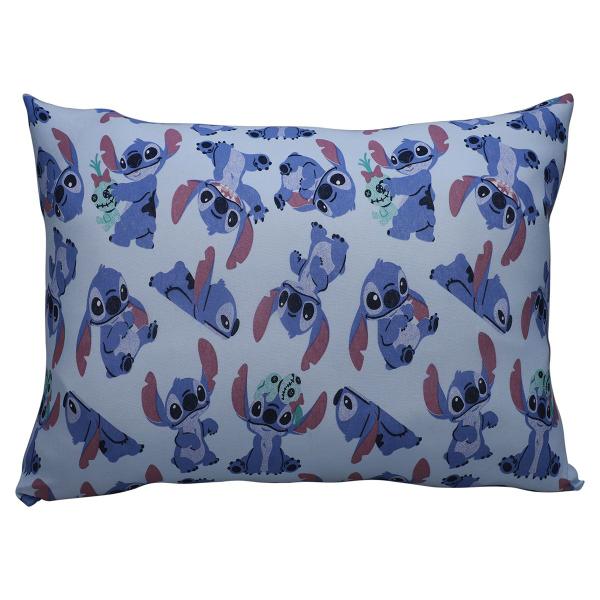 Imagem de Fronha Portallar Malha Disney Estampada Stitch e Xepa 48cm x 68cm Azul