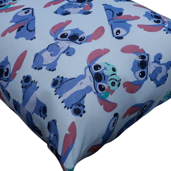 Imagem de Fronha Portallar Malha Disney Estampada Stitch e Xepa 48cm x 68cm Azul