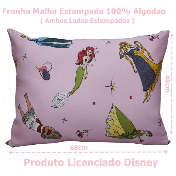 Imagem de Fronha Portallar Malha Estampada Disney Princesas Brilhantes 48cmx68cm Rosa