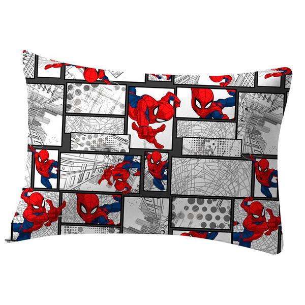 Imagem de Fronha Portallar Malha Estampada Marvel Spider Quadrinhos 48cmx68cm Branco