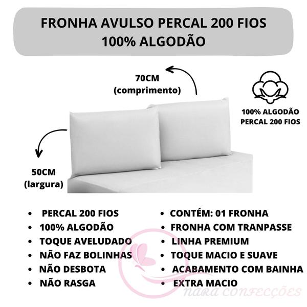 Imagem de Fronha Travesseiro Avulso Liso 01 Peça 200 Fios 100% Algodão Cama Box