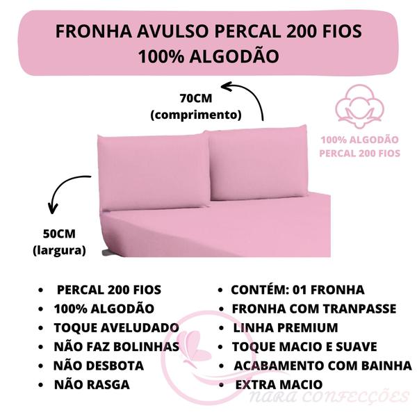 Imagem de Fronha Travesseiro Avulso Liso 01 Peça 200 Fios 100% Algodão Cama Box