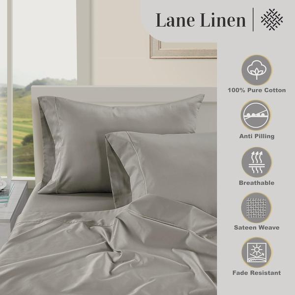 Imagem de Fronhas Lane Linen 100% algodão king size 450 TC, conjunto de 2