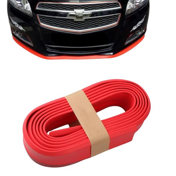 Imagem de Front Lip Universal Ajustável Vermelho Carro Hatch Sedan Suv